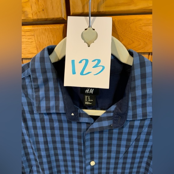 H&M Navy and Light Blue Plaid Shirt - Picture 4 of 4